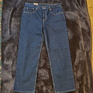 Levi's Womens Low Pro Mid Rise Striped Denim Jeans